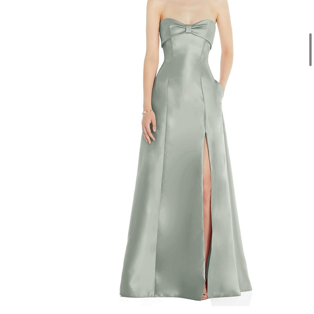 Bella Bridesmaids Dessy Group D830 Dress in Willow Green Satin Twill